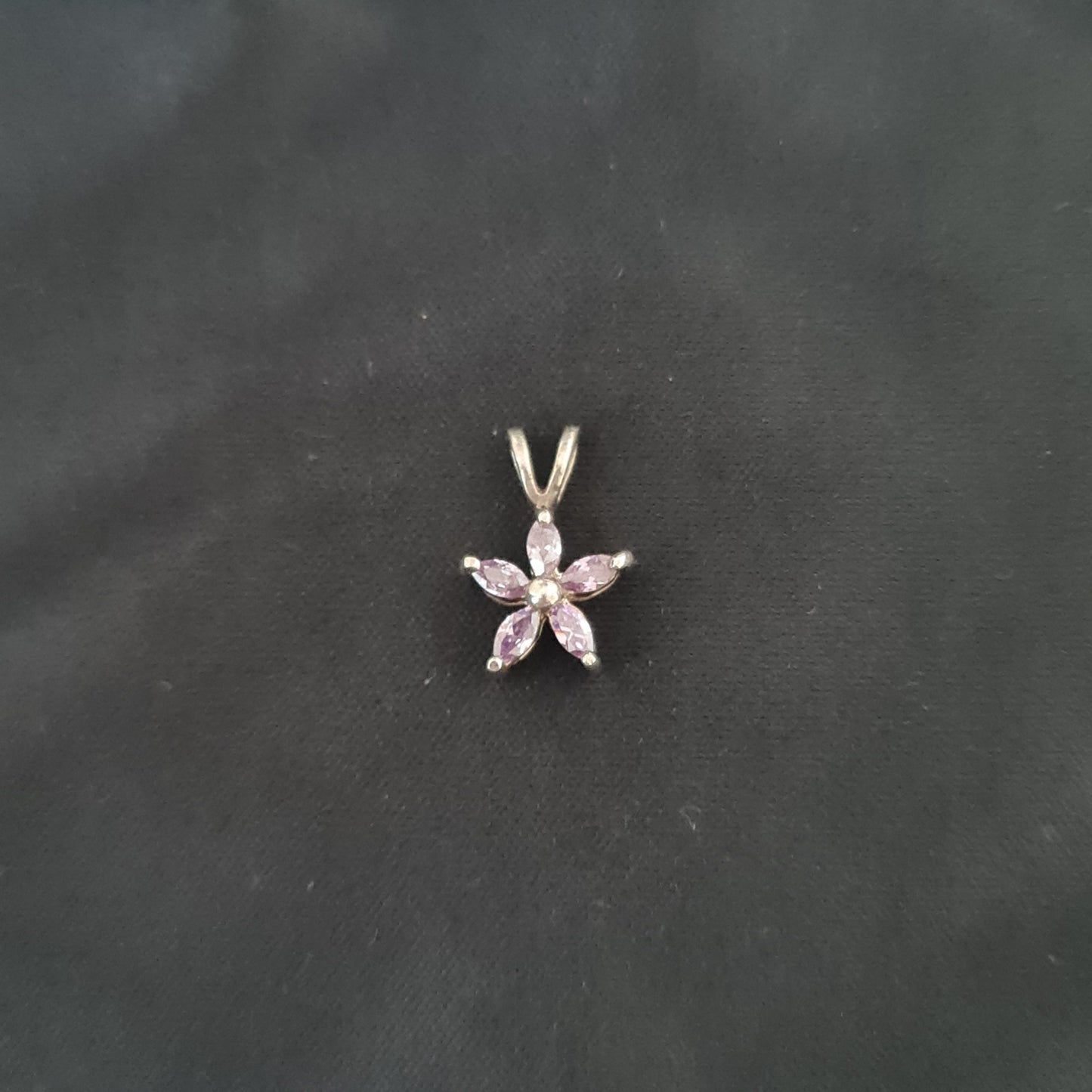 Sterling Silver Flower Pendant with Purple Stones