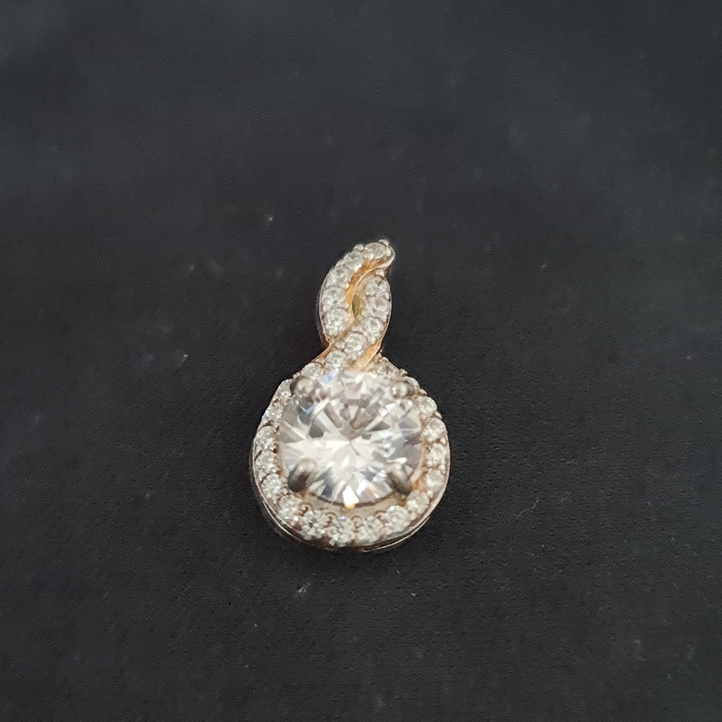 Silver Swirl Pendant with Clear Stones