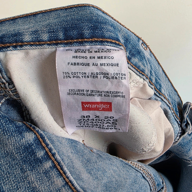 Vintage Wrangler Carpenter Jeans W38 L29 Blue Workwear Utility Denim Pants Made In Mexico