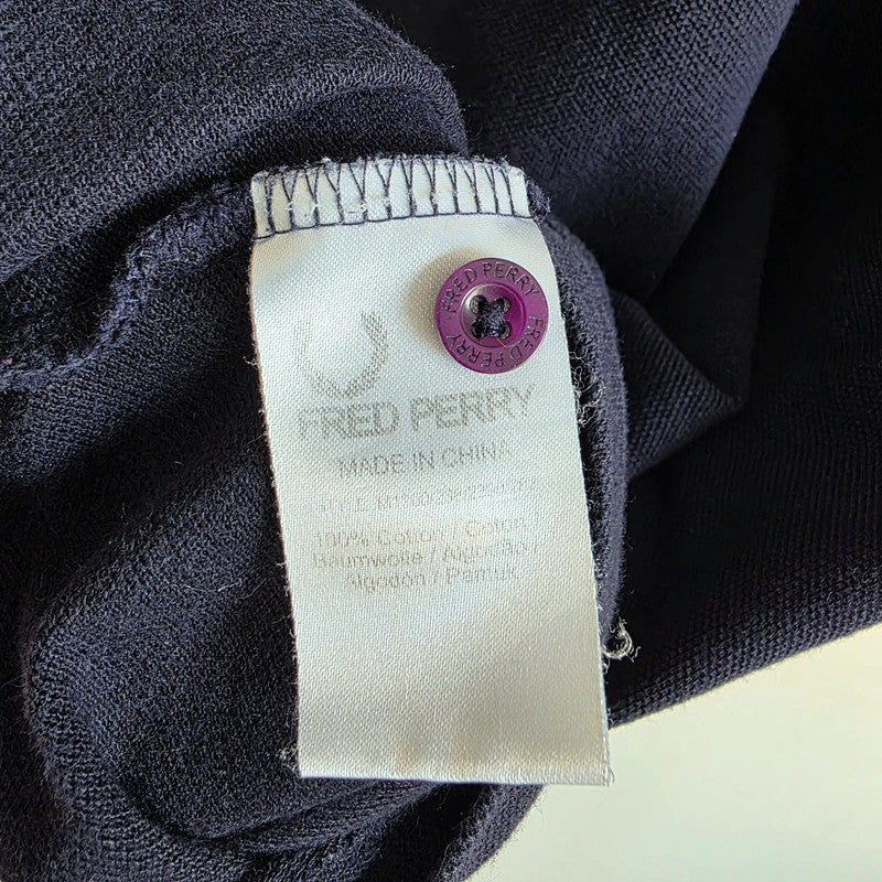 Fred Perry Twin Tipped Polo Shirt Navy Blue Cotton Logo Polo Men's Size M Mod Terrace