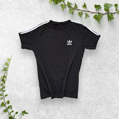Adidas Originals Women's Trefoil T-Shirt Black White Stripes Small 100% Cotton