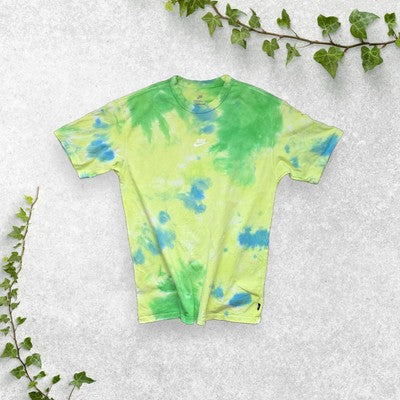 Nike Tie Dye Loose Fit T-Shirt Green Yellow Size Small