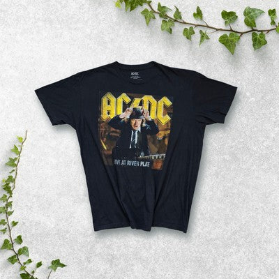 AC/DC Live at River Plate Tour T-Shirt XXL Black – Angus Young Graphic Tee Made