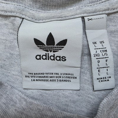 Adidas Trefoil T-Shirt Light Grey Large Graphic Logo Tee Retro Style Cotton