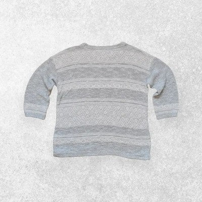 FatFace 3/4 Sleeve Knitted Jumper Grey/White Size 14