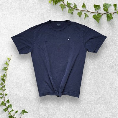 Nautica Navy Blue T-Shirt | Size L | 100% Cotton | Made in Peru