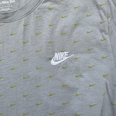 Nike The Nike Tee Grey T-Shirt Large All Over Mini Swoosh Logo Print Mens L 100%