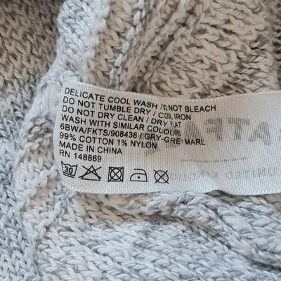 FatFace 3/4 Sleeve Knitted Jumper Grey/White Size 14