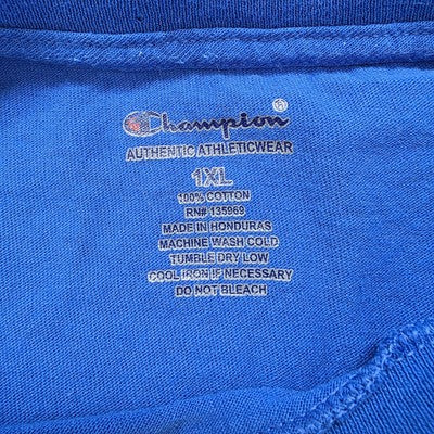 Champion Long Sleeve T-Shirt Blue Size XL Authentic Athleticwear Logo Top