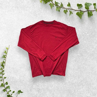 Nautica Long Sleeve T-Shirt Red Crew Neck Logo Top Size M