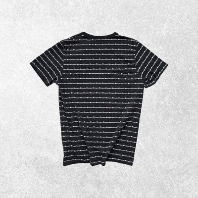 Champion All Over Logo Print T-Shirt Black Crew Neck Size M (18” P2P)