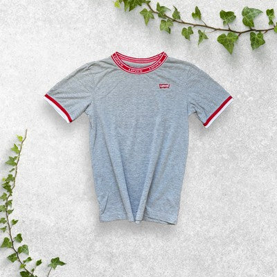 Levi's Kids XL (13–15 Yrs) Grey Red Logo Ringer T-Shirt | Excellent Condition