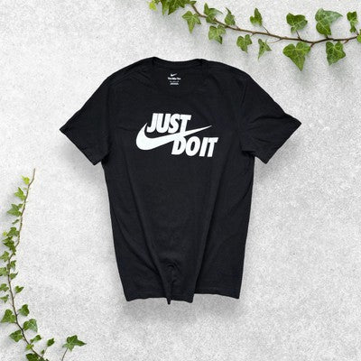 Nike Just Do It Black T-Shirt Size M | Graphic Logo Tee