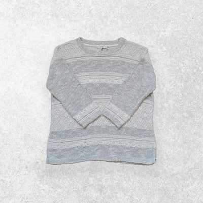 FatFace 3/4 Sleeve Knitted Jumper Grey/White Size 14