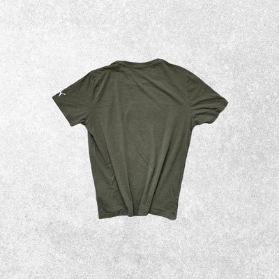 Puma Olive Green Graphic T-Shirt Size M Logo Print Short Sleeve Casual Tee