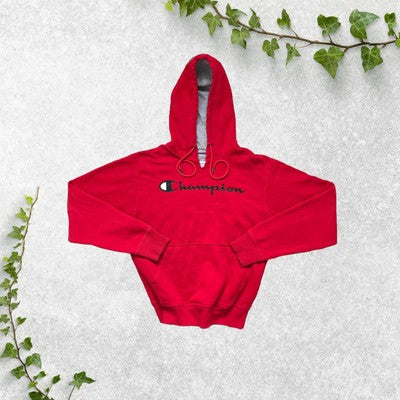 Champion Men's Hoodie Sweater Small Red Logo Activewear Outdoors
