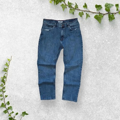 Wrangler W36 L32 Straight Leg Blue Denim Jeans