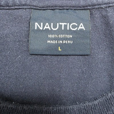 Nautica Navy Blue T-Shirt | Size L | 100% Cotton | Made in Peru