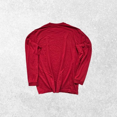 Nautica Long Sleeve T-Shirt Red Crew Neck Logo Top Size M