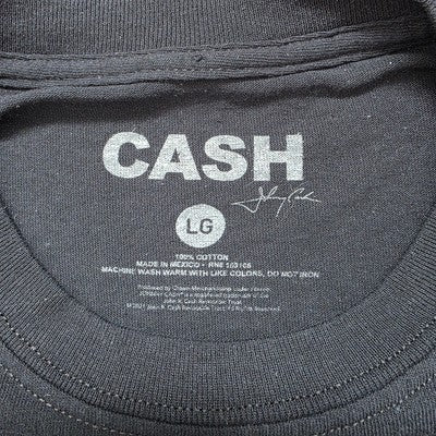 Johnny Cash 1955 Rock n Roll Black Band T-Shirt Size L Mexico 100% Cotton