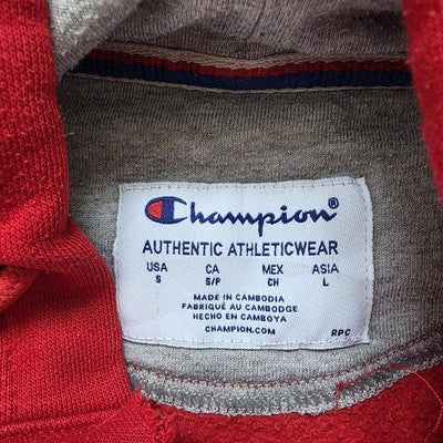 Champion Men's Hoodie Sweater Small Red Logo Activewear Outdoors
