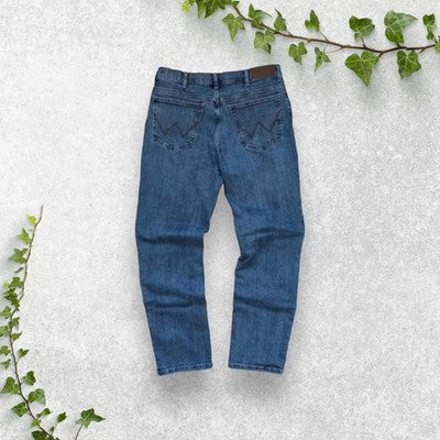 Wrangler W36 L32 Straight Leg Blue Denim Jeans
