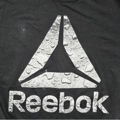 Reebok Black Graphic T-Shirt Size L Large Water Droplet Logo Tee Cotton Blend
