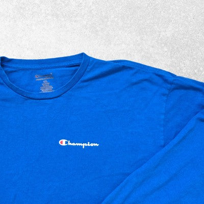 Champion Long Sleeve T-Shirt Blue Size XL Authentic Athleticwear Logo Top