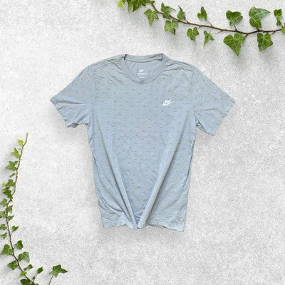 Nike The Nike Tee Grey T-Shirt Large All Over Mini Swoosh Logo Print Mens L 100%