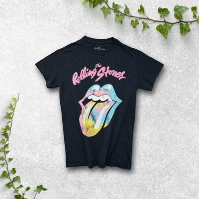 Rolling Stones Band T-Shirt – XS – Black with Neon Tongue Graphic