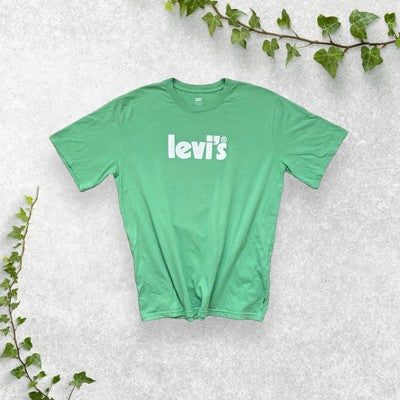 Levi's Green T-Shirt Relaxed Fit Logo Print Cotton Medium M