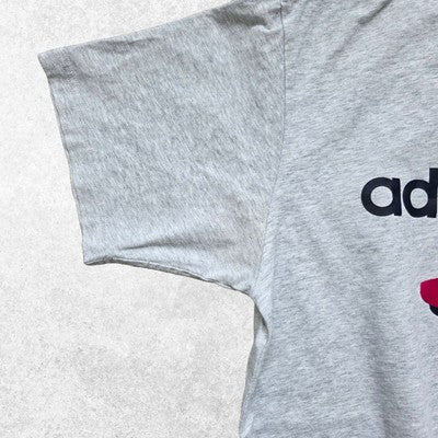 Adidas Trefoil T-Shirt Light Grey Large Graphic Logo Tee Retro Style Cotton