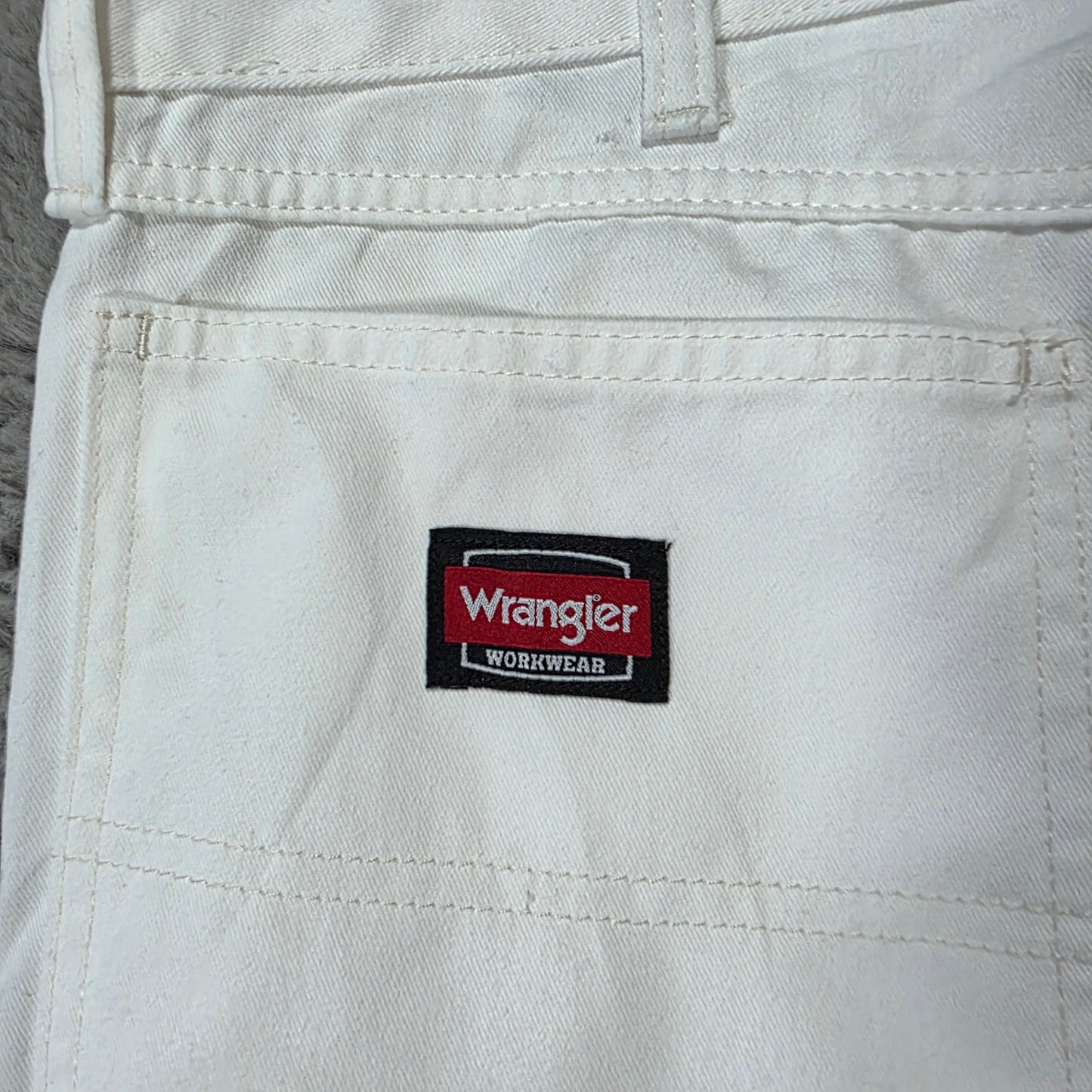 Wrangler Workwear Carpenter Jeans Men’s Straight White Denim W36 L30 60/40 Cotton-Poly Blend