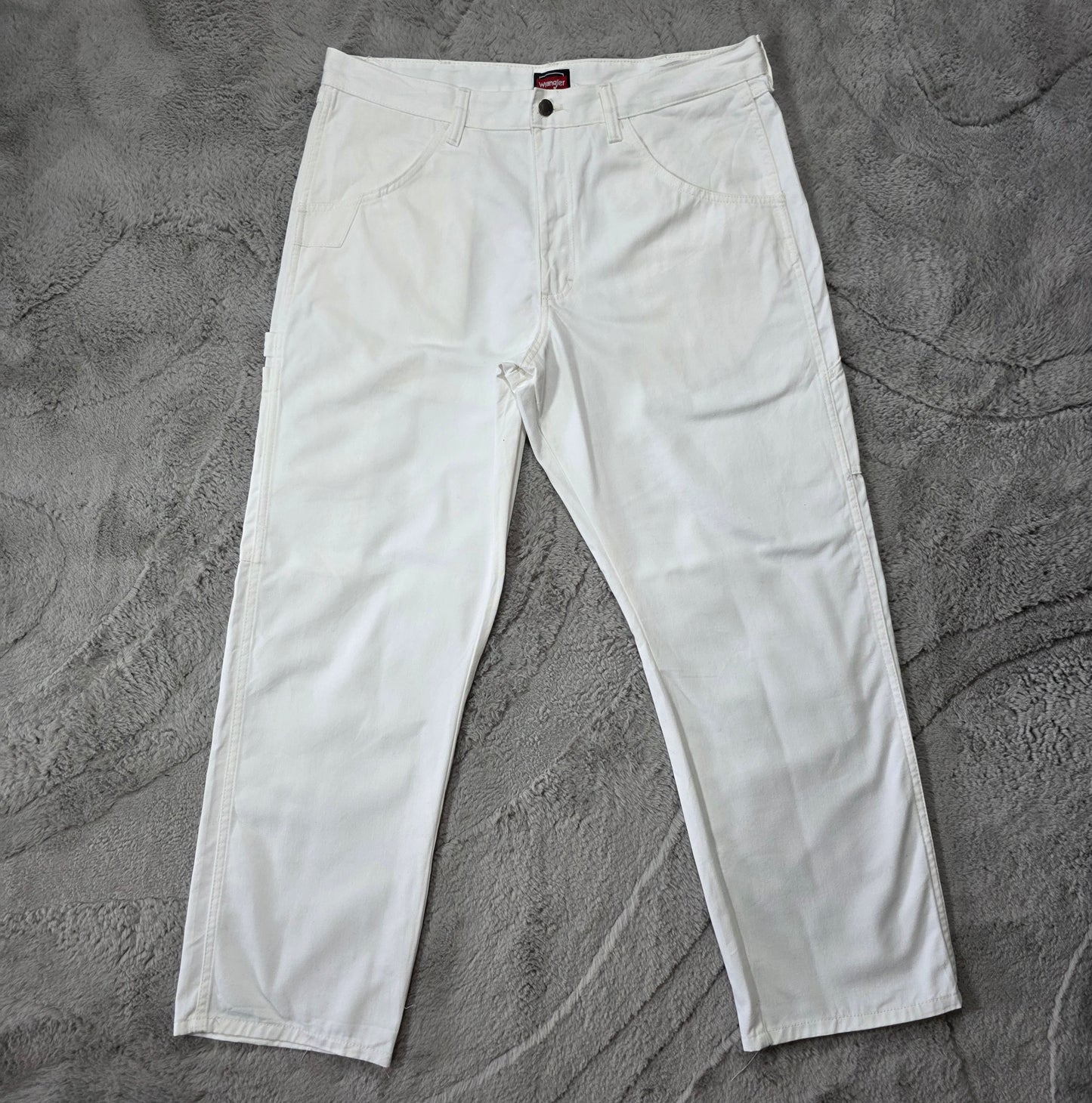 Wrangler Workwear Carpenter Jeans Men’s Straight White Denim W36 L30 60/40 Cotton-Poly Blend