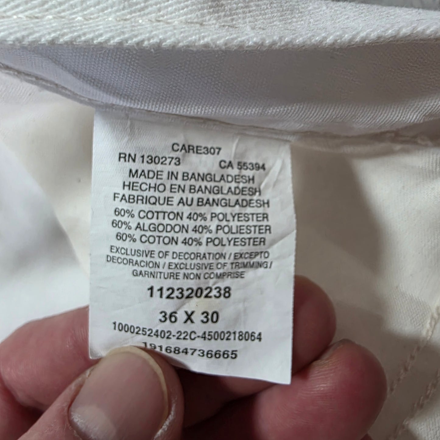 Wrangler Workwear Carpenter Jeans Men’s Straight White Denim W36 L30 60/40 Cotton-Poly Blend