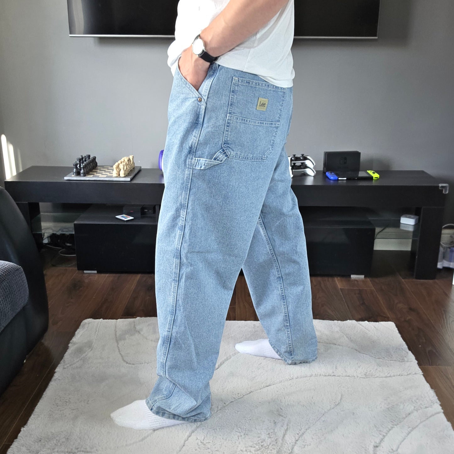 Lee carpenter relaxed fit blue denim jeans W40 L32 made in Mexico workwear