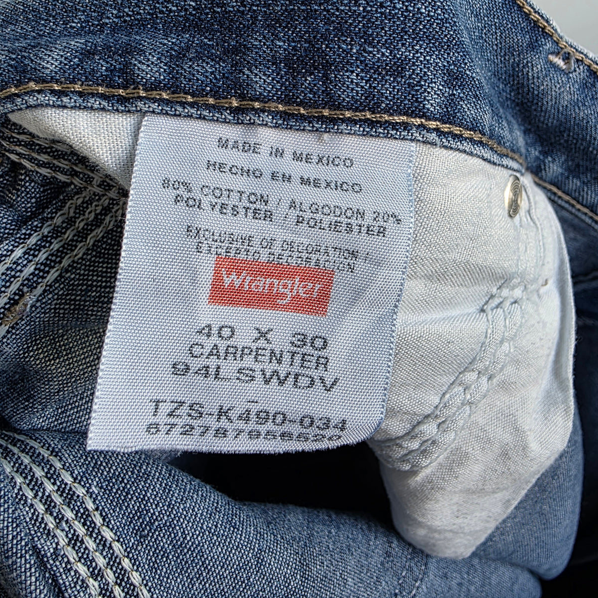 Wrangler Carpenter Jeans W39 L30 (W40 L30 Tag) Relaxed Fit Blue Men’s