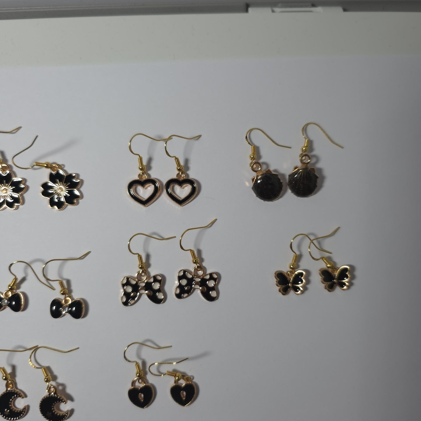 Charm Earrings Job Lot x10 Pairs Enamel Base Gold Plated 925 Silver Hooks