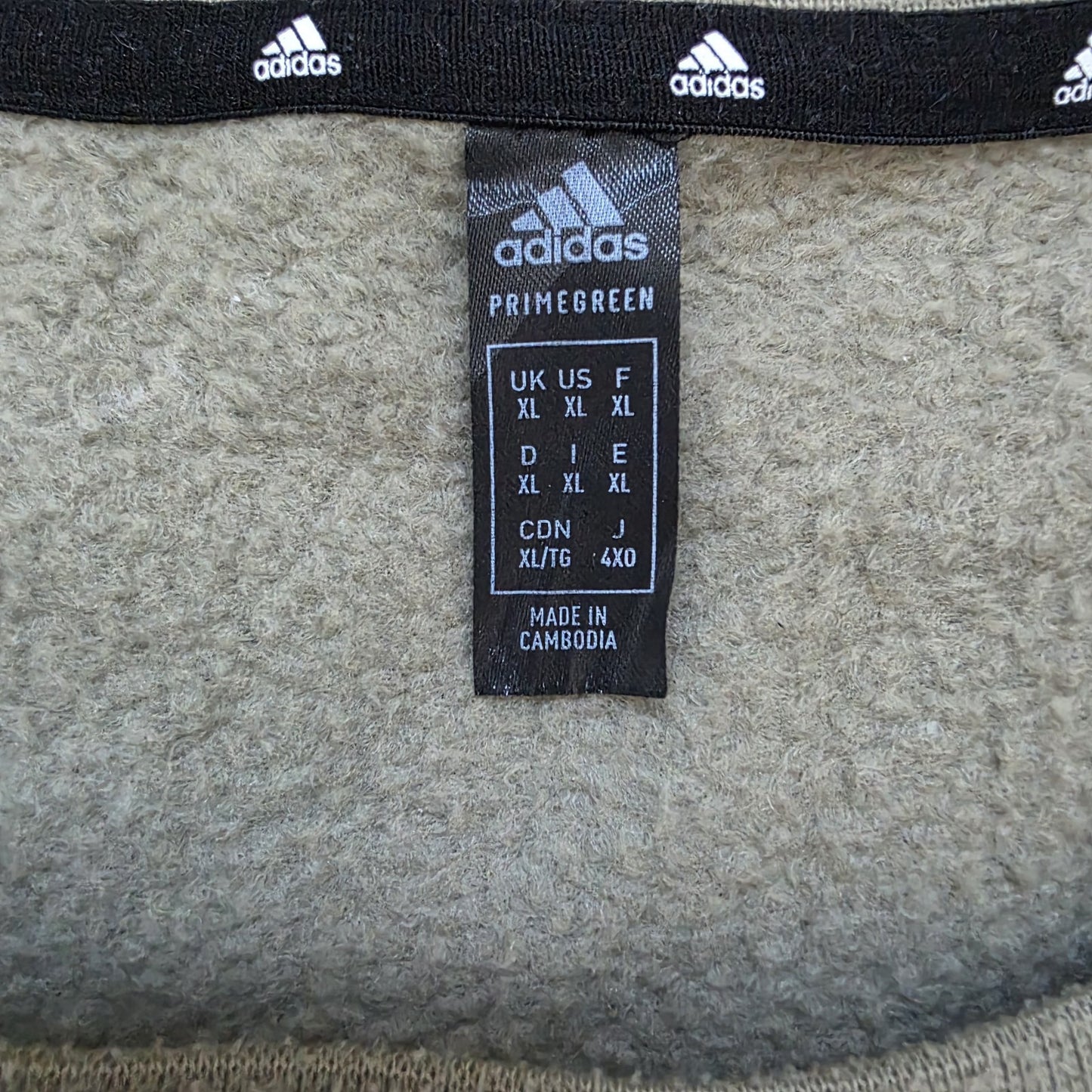Adidas Primegreen Men’s Olive Green Three Stripes Sweatshirt Size XL