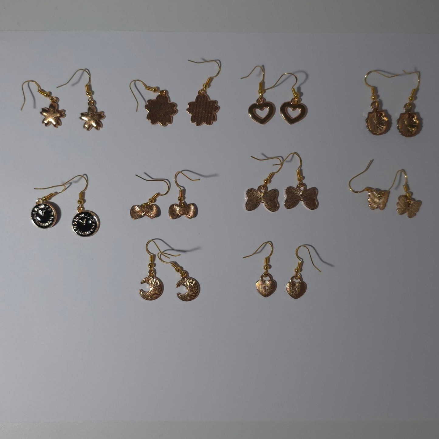 Charm Earrings Job Lot x10 Pairs Enamel Base Gold Plated 925 Silver Hooks