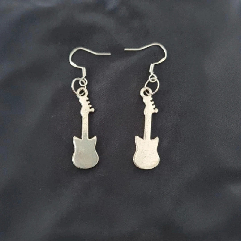 Guitar Earrings Silver