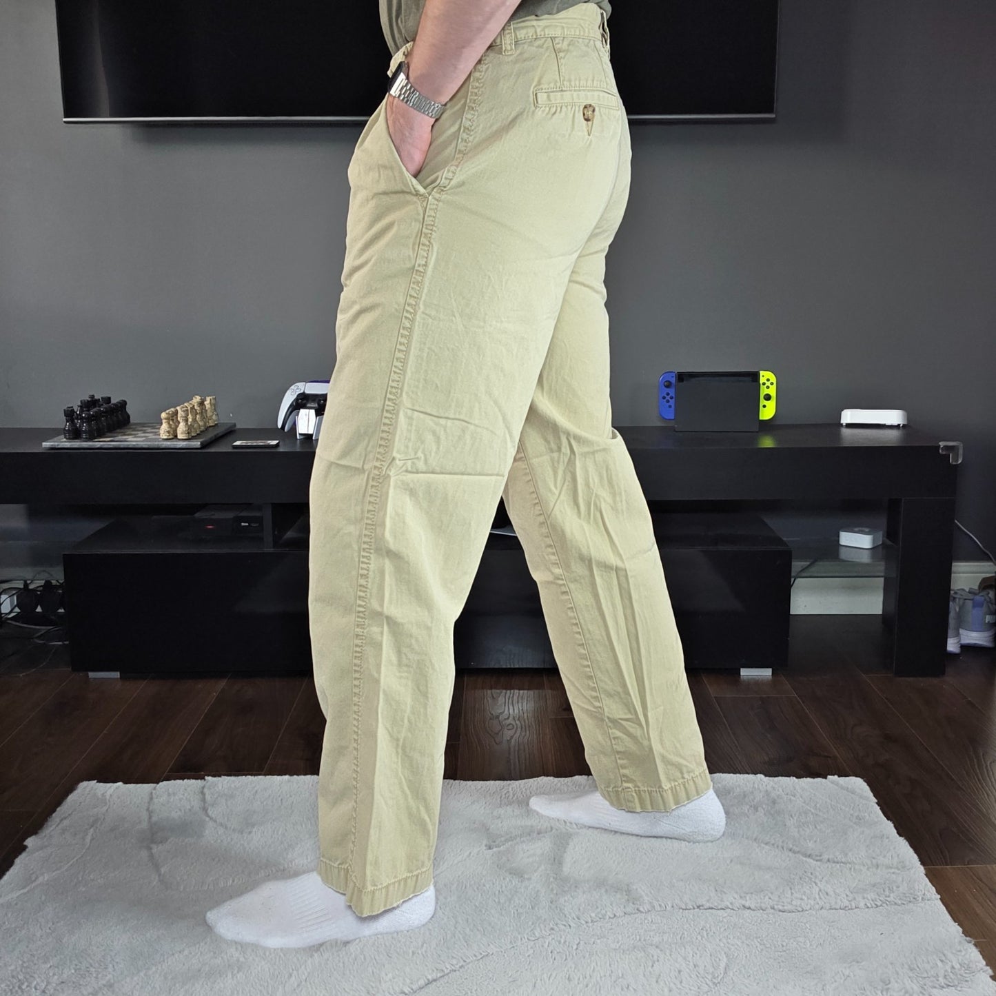 Tommy Hilfiger Beige Chino Trousers W33 L32 100% Cotton Bangladesh Pleated