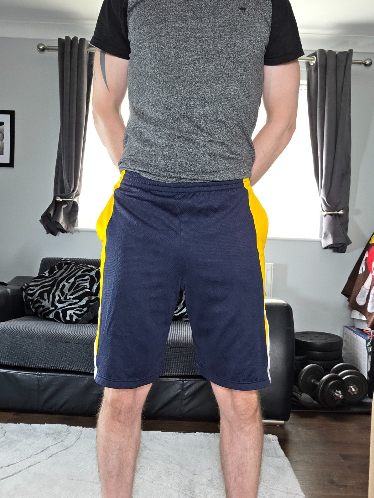 C9 by Champion mesh shorts navy yellow size S (W25) drawstring gym athletic spor