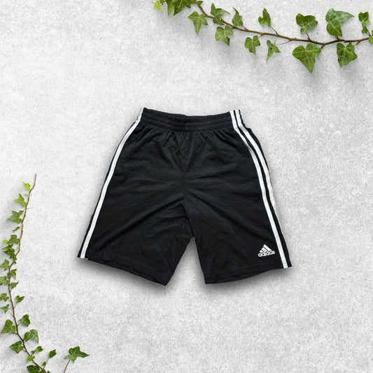 Adidas Kids Black 3-Stripes Sports Shorts Size M Youth Fit Mesh Polyester W22