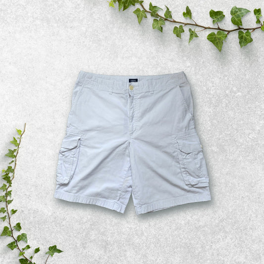 Izod White Cargo Shorts W34 Utility Style 100% Cotton Summer Casual USA Brand