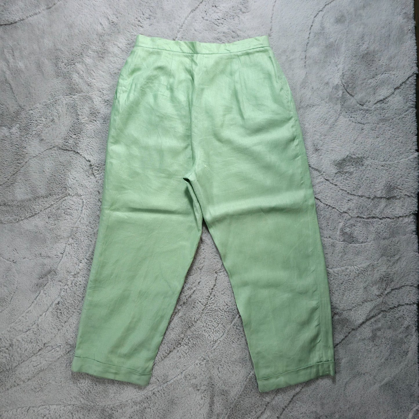 Lauren Ralph Lauren Women’s Linen Cropped Trousers Green Size US 10 UK 14