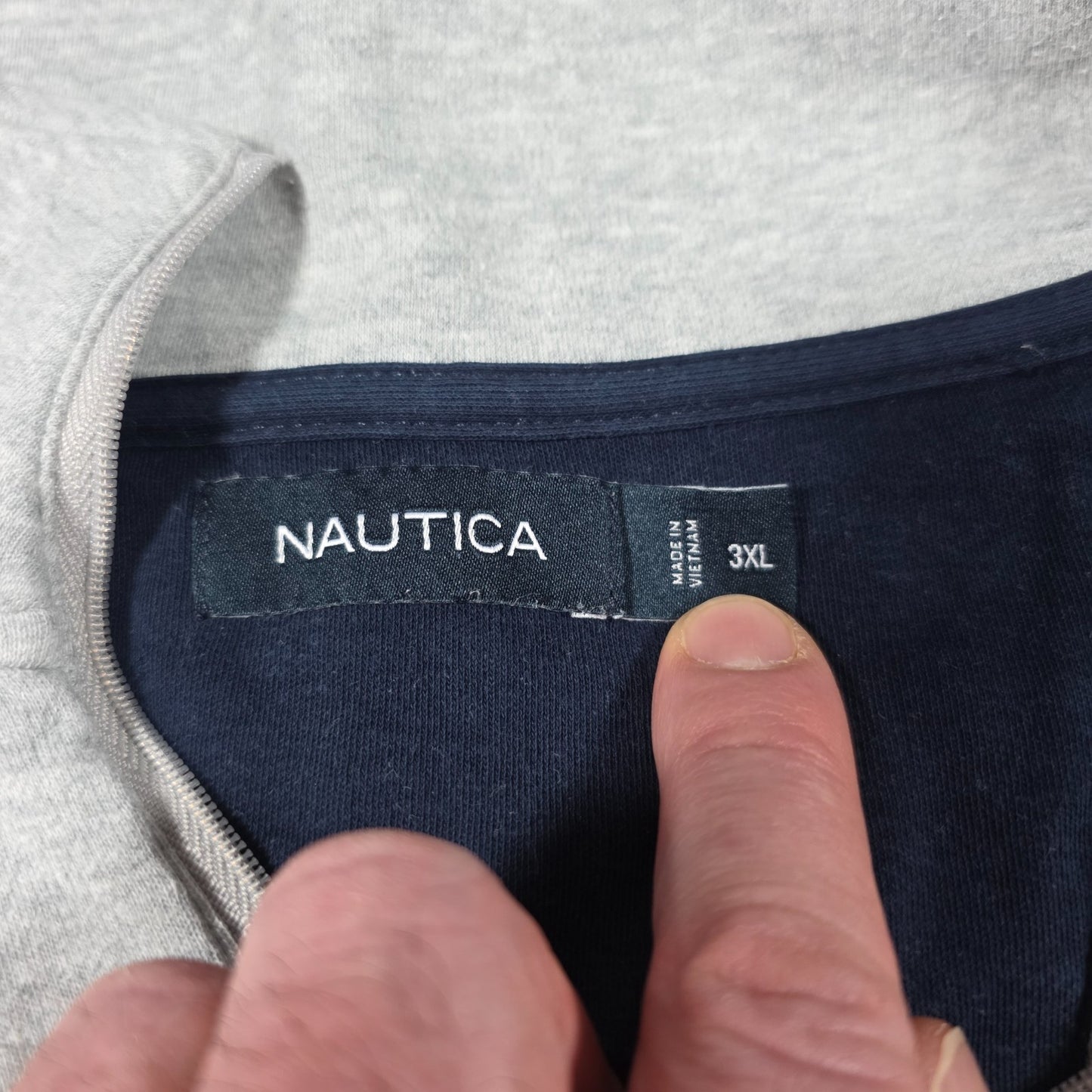 Nautica Men’s Grey Quarter Zip Sweatshirt Size 3XL Regular Fit Cotton Pullover