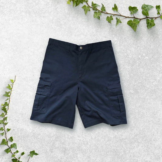 Dickies Navy Cargo Shorts W36 Utility Polyester Cotton Workwear Summer