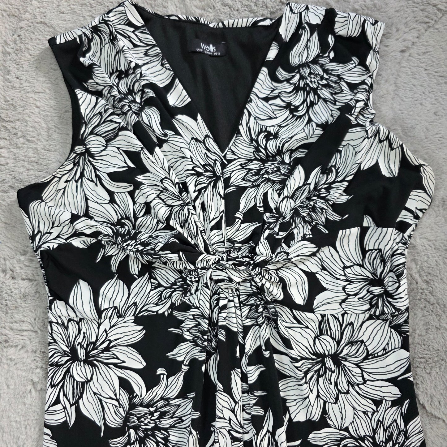 Wallis Maxi Dress Women’s Black White Floral Sleeveless Summer Size 16
