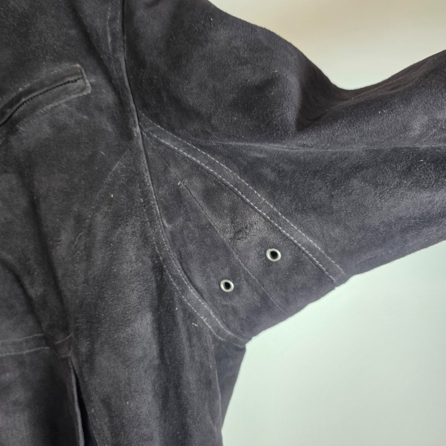 Vintage Suede Bomber Jacket Black Mens XL EU 58 Leather Germany Classic Zip